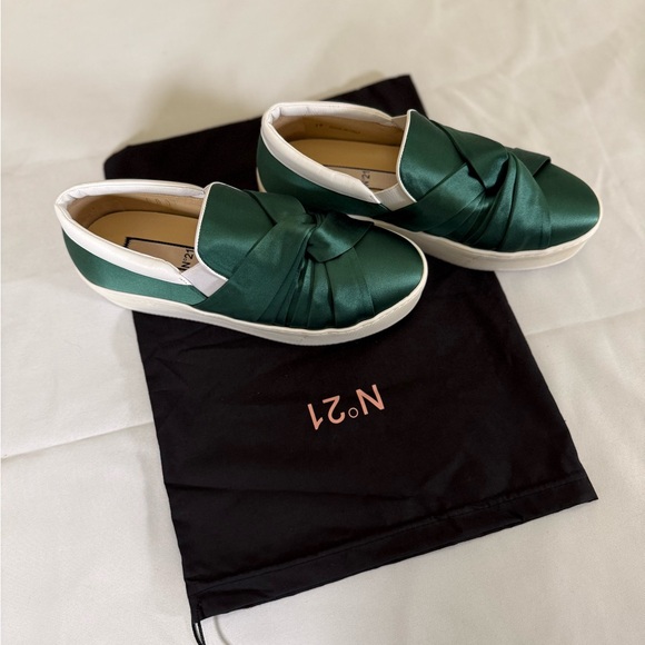 Nº21 Satin Knot Slip-On Sneakers Emerald Green Size 39 - Picture 4 of 6
